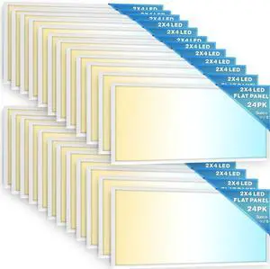 Sunco 24 Pack 2x4 LED Flat Panel Light Drop Ceiling Office Shop Commercial Warehouse Fixture, 6500 Lumens, Selectable Features, 30W/40W/50W, 4000K/5000K/6000K, Dimmable (0-10V), Dustproof ETL by DT