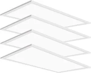 2x4 LED Flat Panel Light, 4 Pack 7800LM Drop Ceiling Light Fixture, 5000K Lamp 0-10V Dimmable Recessed Edge-Lit Troffer Fixture for Office Kitchen, ETL Listed by DT