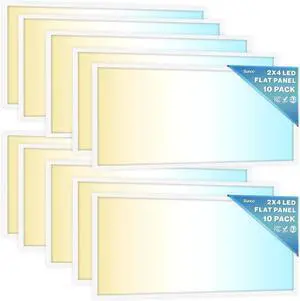 Sunco 10 Pack 2x4 LED Flat Panel Light Drop Ceiling Office Shop Commercial Warehouse Fixture, 6500 Lumens, Selectable Features, 30W/40W/50W, 4000K/5000K/6000K, Dimmable (0-10V), Dustproof ETL by DT