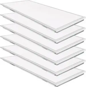 (6 Pack 2x4 FT LED Flat Panel Troffer Light, 30/40/50W 3-Wattage Selectable, 5000K Recessed Back-Lit Drop Ceiling 0-10V Dimmable Lay in Fixture for Office by DT