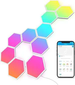 Glide Hexa Light Panels, RGBIC Hexagon LED Wall Lights, Wi-Fi Smart Home  Lights with Music Sync, Works Alexa Google Assistant for Indoor Gaming Decor, 10 Pack by DT