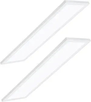 1x4FT LED Flat Panel Light, Surface Mount Ceiling 120-277V, DLC & UL Built-in Driver Compatible with 0-10V 10%-100% Dimmable, 5000K , White, Pack of 2 by DT