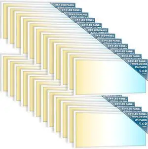 Sunco 24 Pack 2x4 LED Flat Panel Light Drop Ceiling Office Fixture, 7700 LM, Selectable Features, 40W/50W/60W, 4000K/5000K/6000K, Dimmable (0-10V), Dustproof ETL by DT