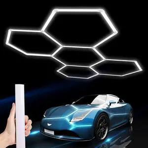 Hexagon LED Garage Light: 25 Pack Updated Bigger Size, 26400LM Super Bright Car Detailing Ceiling Shop Light for Warehouse Workshop Gym Basement Care Wash Room by DT