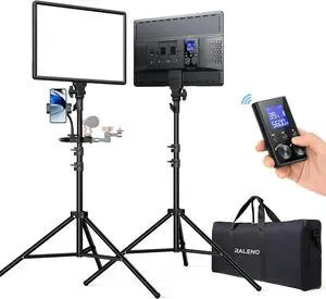 LED Video Panel Light, 2-Pack 18" 45W Studio Lights with 78'' Stand & Remote for Recording Photography TikTok YouTube Streaming, CRI97+ Bi-Color 3200-5600K Lighting by DT