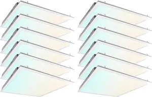 2x2 FT LED Light Flat Panel,20/30/40W, Color Temperature Selectable 3K | 4K 5K, Dimmable Recessed Drop Ceiling Lights, 2500/3750/5000 Lumens, Lay in Fixture for Office, 120-277V, UL DLC(12 Pack) by DT