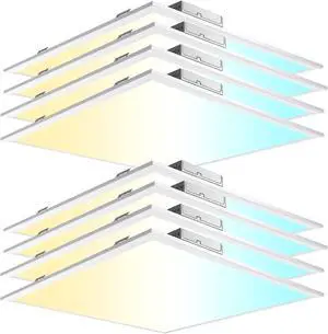 2x2 Led Flat Panel Light 8 Pack - 40W Color Switchable 3000K/4000K/5000K, 4400LM Triac Dimmable Drop Ceiling, AC 120V Back-Lit Recessed Ceiling Lights for Office, Home by DT