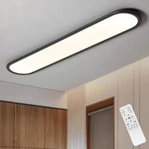 LED Flat Panel Long Ceiling Light Fixture for Shop Lighting, 47.24" High Brightness Linear Lamp, 51W Dimmable Low Profile Flush Mount Laundry Kitchen Office, Black by DT