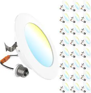 Sunco 24 Pack 4 Inch LED Flat Recessed Light, Retrofit Ceiling Can Lighting, 800 LM, Selectable CCT 2700K/3000K/4000K/5000K, Dimmable, 10W=60W, 50,000 Lifetime Hours UL by DT