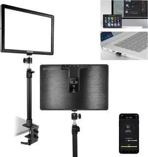 15.5" LED Streaming Key Light, Clamp on Desk Panel Video Lighting for Gaming Recording Zoom Call, CRI97+, 2.4G PC/Mac iOS/Android APP Control, Compatible with Elgato Stream Deck, GL1 PRO Black by DT
