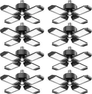 Garage Light - 8PACK 130W 13000LM Deformable 4+1 Panel LED Ceiling Lights with Transformer, E26/27 Base, 6500K  White Shop for Factory, Storage Room, Warehouse by DT