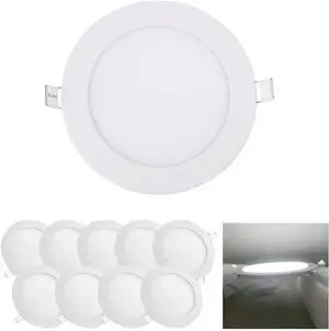 6 Inch 12Watt Ultra-Thin Round LED Recessed Panel Light Lamp with Driver, 100 Watt Incandescent Equivalent, 6000K~6500K Cool White, Home, Office, Commercial Lighting Pack of 10 by DT