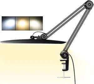 3000 Lumens Adjustable LED Desk Lamp & Task - Bright, Dimmable Lighting for Office, Crafts, Nails &Salon Hobbies with Clamp (CCT, Black) by DT