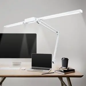 LED Desk Lamp, Dimmable Light with 360 SMD LEDs, 30W, Adjustable Color Temperature, Task Lamp for Home, Office, and Workbench (CCT, White, 37 Inches) by DT