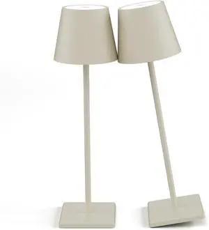 2-Pack LED Cordless Table Lamp, Rechargeable Battery Desk lamp 3W 5500mAh Battery Operated Stepless Dimming Modern Portable Table Light for Restaurant/Bedroom/Outdoor IP54 Waterproof (Off White)