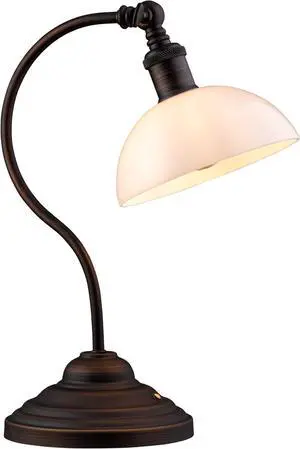 Bs - Cordless LED Table Lamp, Battery-Operated, Rechargeable, 3-Ll Dimming, Universal USB-C Charging, 180° Swivel Head, White Jade Glass Shade, Oil Rubbed Bronze by DT