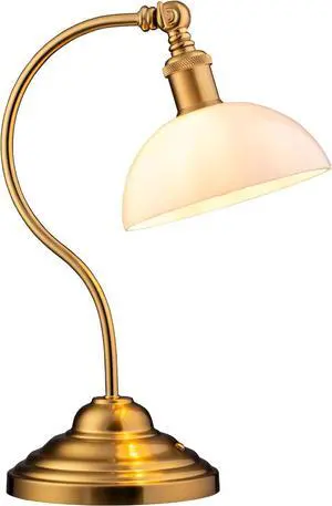 Bs - Cordless LED Table Lamp, Battery-Operated, Rechargeable, 3-Ll Dimming, Universal USB-C Charging, 180° Swivel Head, White Jade Glass Shade, Antique Brass by DT