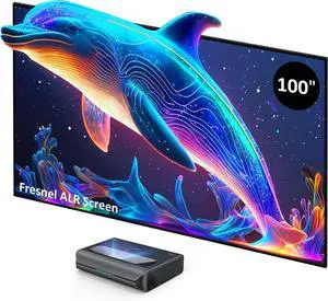 Aurora Pro 4K Laser TV, with 100" Fresnel ALR Screen, Factory Calibrated Color Accuracy, 2400 Lumens, for Home Theater and  Use, Dolby Vision & Atoms, Active 3D by DT