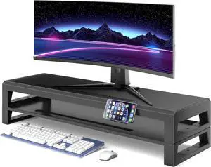 2-Tier Metal Computer monitor stand Laptop Desk Shelf & Monitor Riser 27.55 inches long desk riser Monitors/PC/Laptop/Computer Space Saver Organizer (Basic Version, Two-layer 700mm) by DT