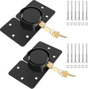 2 Pack Puck Locks, 2-7/8' Hidden Shackle Padlocks with Hasp, Solid Steel Latches for Containers, Black Heavy Duty Hidden Shackle Locks for Trucks, Gates