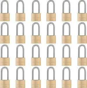 Weatherproof Padlock with Stainless Steel 304 Long Shackle and Solid Brass Body, 1-9/16 in. Wide, 24 Padlocks Keyed Alike, Marine Grade Rustproof Lock for Outdoors Use YNBSP2440