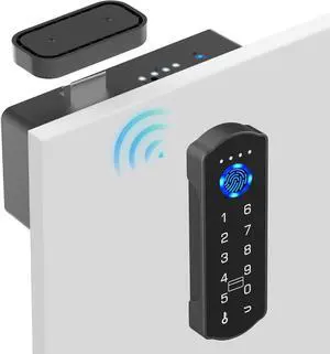 Baby Proofing Smart Cabinet Locks,  Child Proof Fingerprint Drawer Locks, Hidden Adhesive Magnetic Code Keypad RFID Bluetooth Keyless Lock for Adults File Kitchen Cupboard Closet Liquor