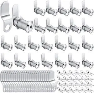 24 Sets Cabinet Locks with Keys for Secure Drawer Mailbox RV Storage Box Replacement Lock, Zinc Alloy(1-1/2''Cylinder Length, 1.3'' Max Panel Thickness)