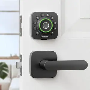 U-Bolt Pro WiFi Smart Lock with Handle, Fingerprint Smart Front Door Lock Set with Sensor, Keyless Entry Deadbolt with 2 Lever Handles, Auto Unlock, App Control, ANSI Grade 1, Easy Install