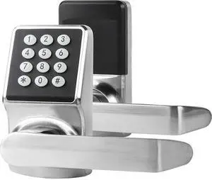 Electronic Door Lock with Door Handle,Keypad Door Lock with Handle,Smart Locks for Front Door Keyless Entry Digital Knob with Code-Fob-Key(Brushed Nickel,1pack)