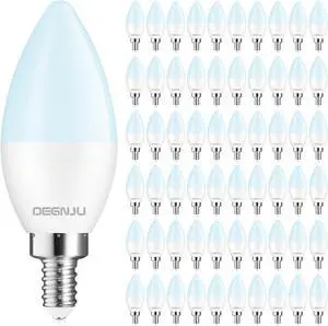 60 Pack Chandelier Light Bulbs, 60 Watt Equivalent, 5.5W E12 LED Candelabra Light Bulbs, Daylight White 5000K B11 Ceiling Fan Bulb, Type b Shape, 650 Lumen, 120V, Non-Dimmable