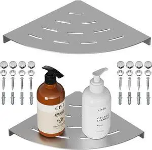 2 Pack Corner Shower Shelves 304 Stainless Steel Brushed Nickel Bathroom Corner Shower Shelf 8 in Drilling Installation