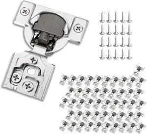 3/4 Inch Overlay Soft Close Cabinet Hinges, 50 Pack Slow Soft Close Hinges for Kitchen Cabinets Satin Nickel Hidden Self Closing Kitchen Cabinet Hinges for Cupboard
