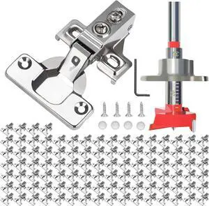 100 Pack 1/2 inch Overlay Soft Close Cabinet Door Hinges for Kitchen Cabinet Hinge, 100 Degree Opening Angel, Stainless Concealed Kitchen Cabinets Hinge Self Closing with Drilling Tool &Manual