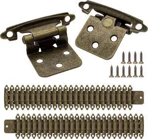 1/2" Overlay Kitchen Cabinet Hinges Antique Brass, 50 Pack(25 Pairs) 1/2 Inch Overlay(Variable) Cabinet Door Hinges for Face Frame Kitchen Cabinet