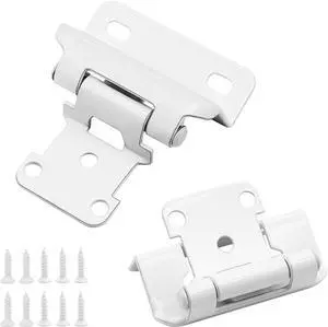 1/2" Partial Overlay Cabinet Hinges,(25 Pairs -50 Pack) Partial Wrap Hinge Self Closing Door White Hinge for Kitchen Cabinets