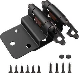 3/8 Inch Inset Cabinet Hinges, 25 Pairs(50 Pack) Self Closing Flush Face Mount Hinges with Door Bumper, Variable Decorative Hardware for Bathroom, Furniture, Kitchen Cabinet, Oil Rubbed Bronze