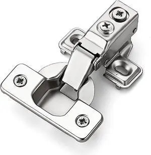 60 Pack 30 Pairs Short Arm Kitchen Cabinet Hinges for 1/2 Inch Overlay Cabinet, Brushed Nickel 105 Degree Opening Angle Hinges, Soft Close Concealed with Mounting Screws for Face Frame Door