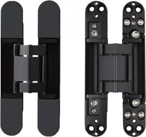 6inch Hidden Door Hinges Invisible Hinges Concealed Hinges Zinc Alloy 180 Degree Swing Hinge 3 Way Adjustable Butt Hinge 6 x 2.5 x 1 inch (Black Pack of 2)