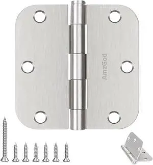 Door Hinges Brushed Nickel - 42 Pack Nickel Door Hinges 3.5 Inch Rounded Interior Satin Nickel Door Hinge with 5/8" Radius - Flat Iron Residential Standard 3 1/2 Inches Silver Door Hardware