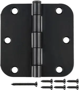 36 Pack Matte Black Door Hinges 3.5 x 3.5 Inch 5/8" Radius, Interior Heavy-Duty Rounded Hinge for Doors Standard Bedroom Office Door Hardware Removable Pin,RV,Garage,Storage Shed,Livestock Facilities