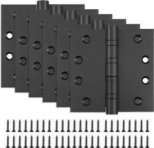 6 Pack Stainless Steel 4'' Door Hinges, 4in x 4in Heavy-Duty Ball Bearing Door Hinges with Square Corners for Exterior & Interior Doors, Black