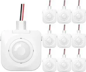 10-Pack Ceiling Occupancy Motion Sensor, Passive Infrared Technology, High Bay Fixture Mount 360 Degree, Hard-Wired, 120-277 VAC, Commercial/Industrial Grade