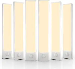 6 Pack Under Cabinet Lights Wireless, 40 LED Motion Sensor Light Indoor Rechargeable Magnetic Closet Lights Battery Operated, Under Counter Lights for Kitchen, Wardrobe, Stairs, Warm Light