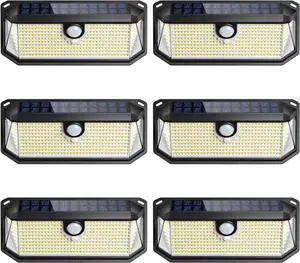 Solar Outdoor Lights, 4000LM 388 LEDs Motion Sensor Outdoor Light, IP65 Waterproof Solar Powered Outside Lights with 270° Wide Angle & 3 Modes, Exterior Flood Security Lights for Patio Garage, 6-Pack