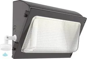 HYPERLITE LED Wall Pack Light: 120W Wall Pack LED Exterior Light with Motion Sensor - 15600lm Glass Lens LED Security Flood for Yard UL Listed