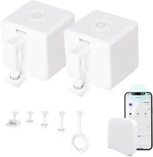 Smart Fingerbot 2packs with Tuya Bluetooth Hub and Accessory kit, Smart Switch Button Pusher Adds Finger Touch Control, Compatible with Alexa, Google Home, Timing and Remote Control Finger Bot
