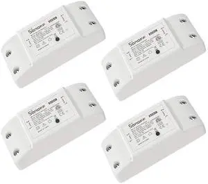 Basic R2 10A Smart WiFi Wireless Light Switch, DIY Module for Smart Home Automation Solution, Works with  Alexa & Google Home, Works with IFTTT, 4-Pack