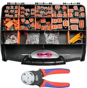 371PCS DT Connector Kits, 2/3/4/6/8/12 Pin Connectors for 20 18 16 14AWG Cable Harness, Included Size 16 Solid Barrel Contacts, Wire Crimper, Wire Strippers and Pin Socket Removal Tool