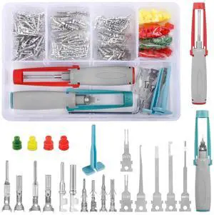 ST6530 441Pcs Pins Terminals Pin Extractor Tool Micro-fit Mini-fit Jr Superseal 1.5 Deutch 16# Wire Crimp Contact Connector Electrical Automotive Male and Female Contacts with Pin Removal Tool