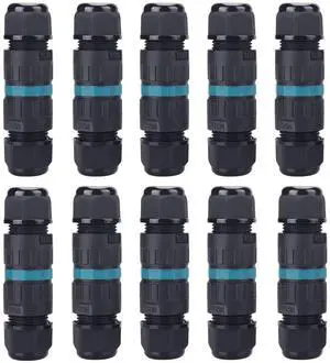 IP68 Waterproof 2 Way 3-PIN Junction Box Electrical Cable Connector M20 Wire Range(5-12mm) Wire Connector for Outdoor Quick Repair Extend Power Cables Waterproof Connector 10 PCS Screw-Free